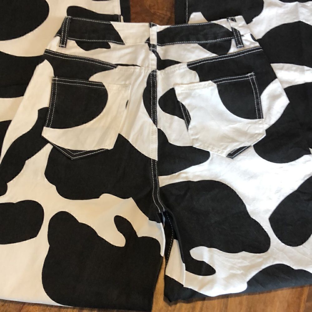 WDIRARA high waist wide leg jeans cow print size small - Picture 4 of 8